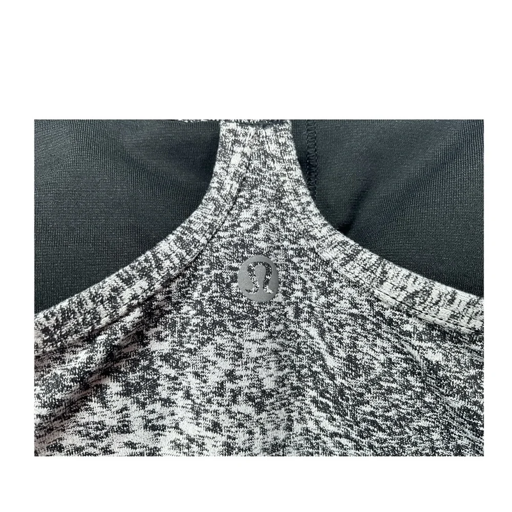 Lululemon‎ Power Y Tank Luon Spray Jacquard White Black Size 6